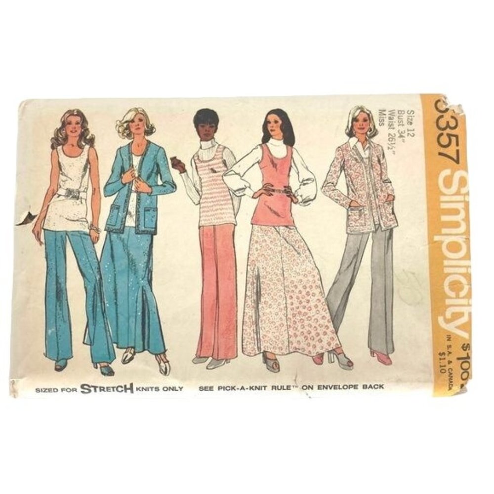 Simplicity 1972 Vintage Skirt, Jacket, and Blouse Mix and Match Pattern